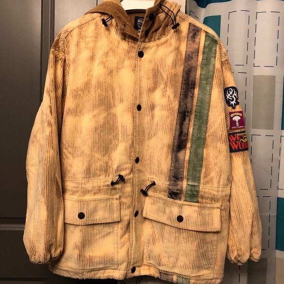 BNWT Size Medium - Brain Dead FW21 Cream Dyed Corduroy Striped Racing Jacket - Picture 6 of 13